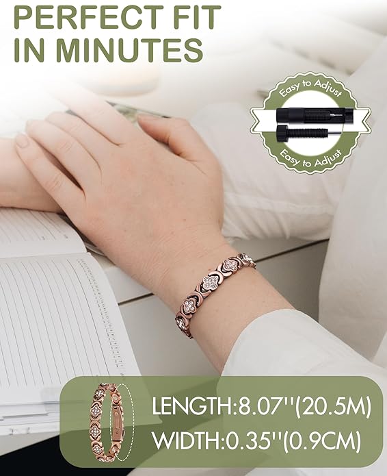 š„Copper Bracelets for Women. Pure Copper Magnetic Bracelet with 3800 Gauss Effective Magnets