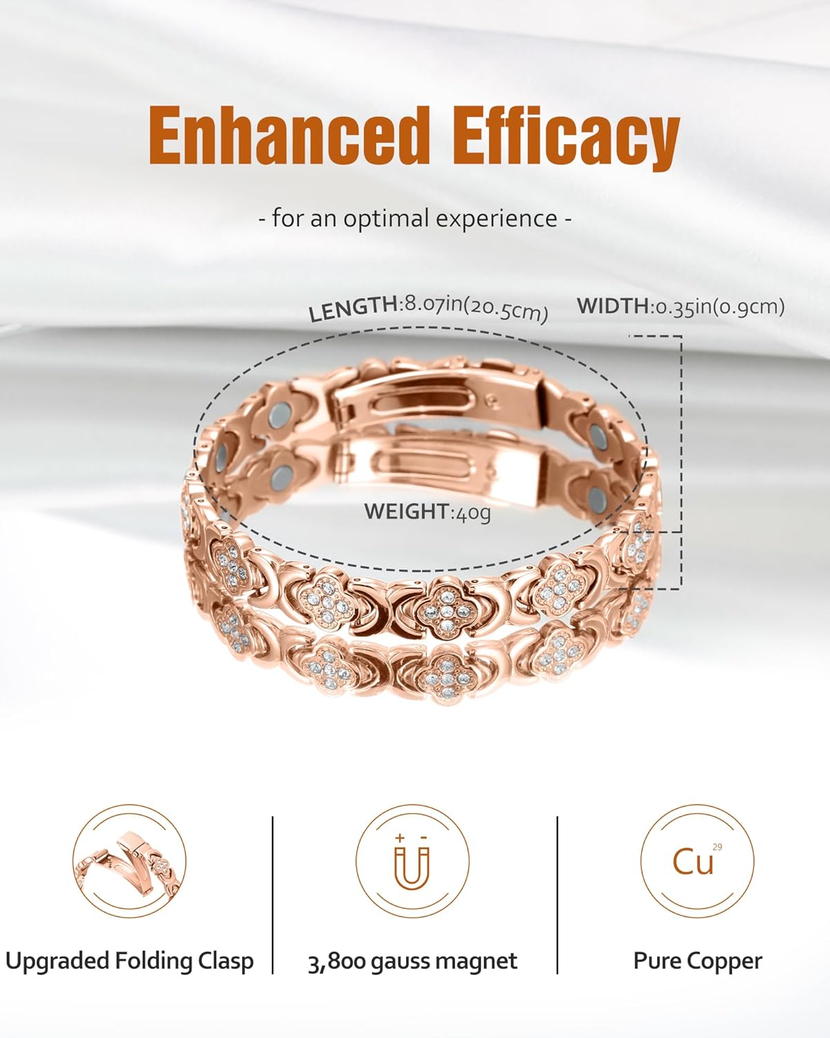 š„Copper Bracelets for Women. Pure Copper Magnetic Bracelet with 3800 Gauss Effective Magnets