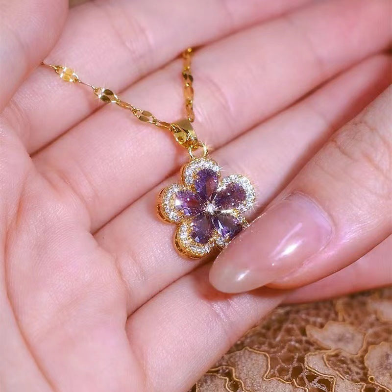 (Limited Time Discount 🔥 Last Day)Lymphatic Purple Flower Necklace & Earrings