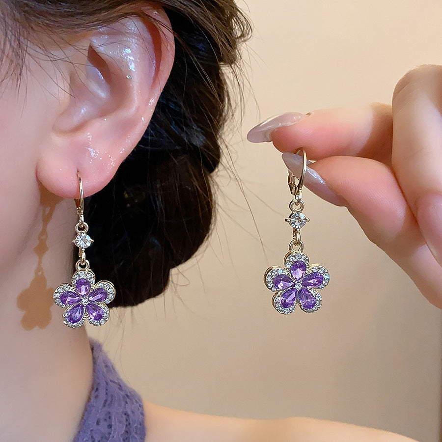 (Limited Time Discount 🔥 Last Day)Lymphatic Purple Flower Necklace & Earrings